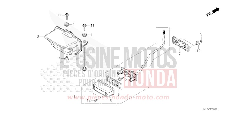 TAILLIGHT/LICENSE LIGHT for Hornet 750 MAT IRIDIUM GRAY METALLIC (NHC64) from 2023